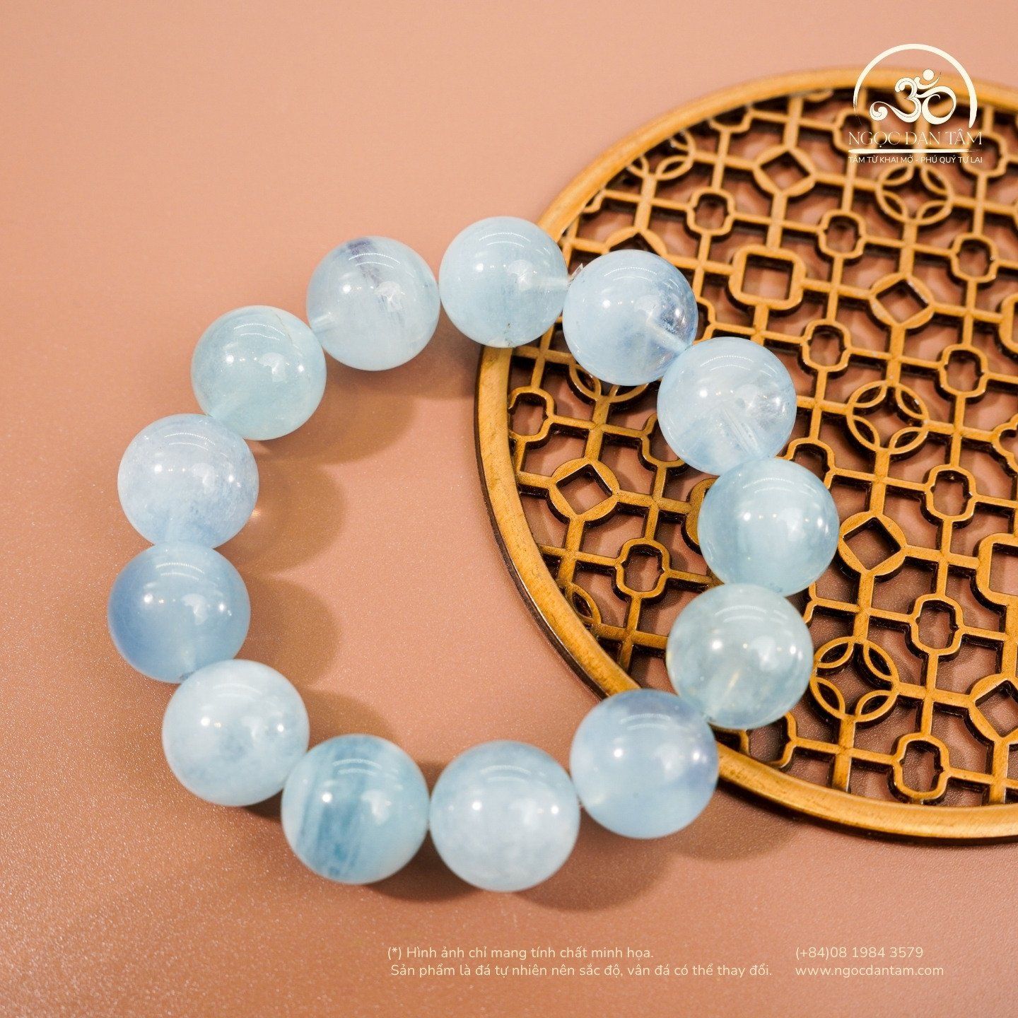  Vòng Tay Đá Aquamarine 14mm 3A 