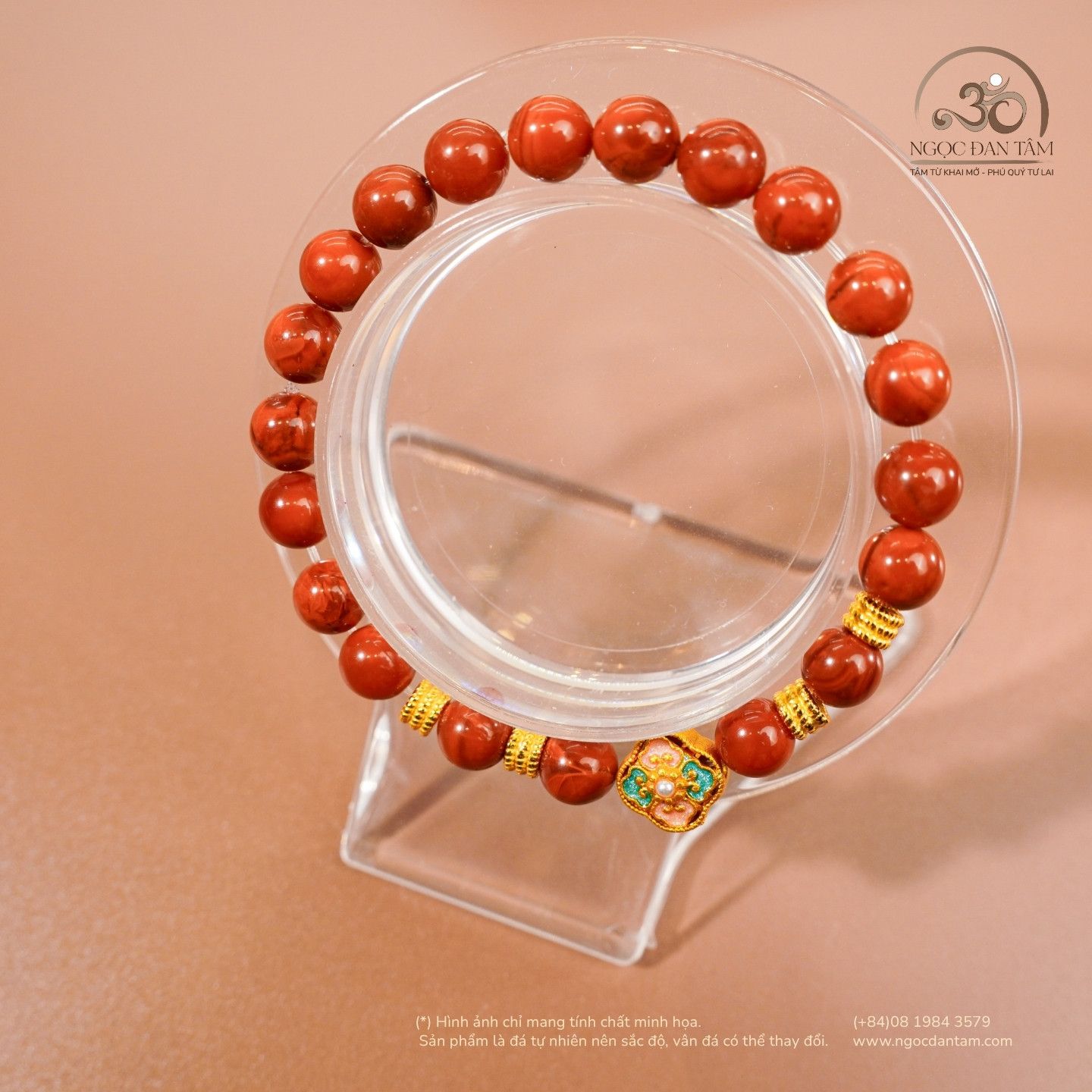  Vòng Tay Carnelian Tứ Xuyên 7mm 5A Phối Charm Hoa Đính Ngọc Trai 