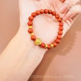  Vòng Tay Carnelian Tứ Xuyên 7mm 5A Phối Charm Hoa Đính Ngọc Trai 