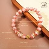  Vòng Tay Đào Hoa Vân Mây 8mm 5A Phối Charm 