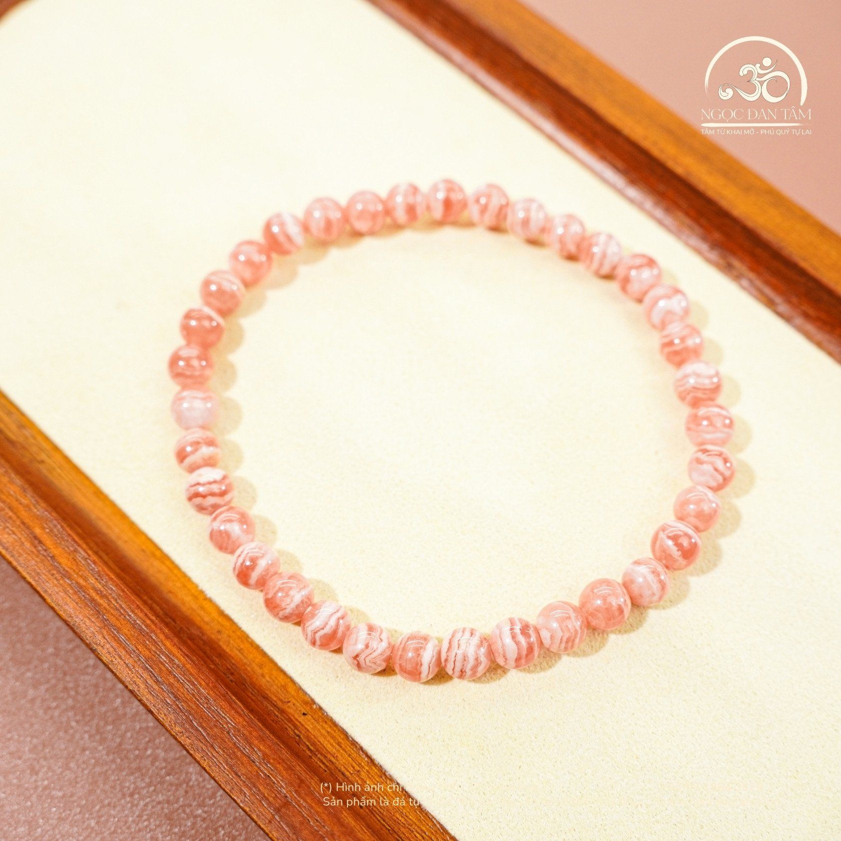  Vòng Tay Đá Đào Hoa Vân Mây 5mm 4A 