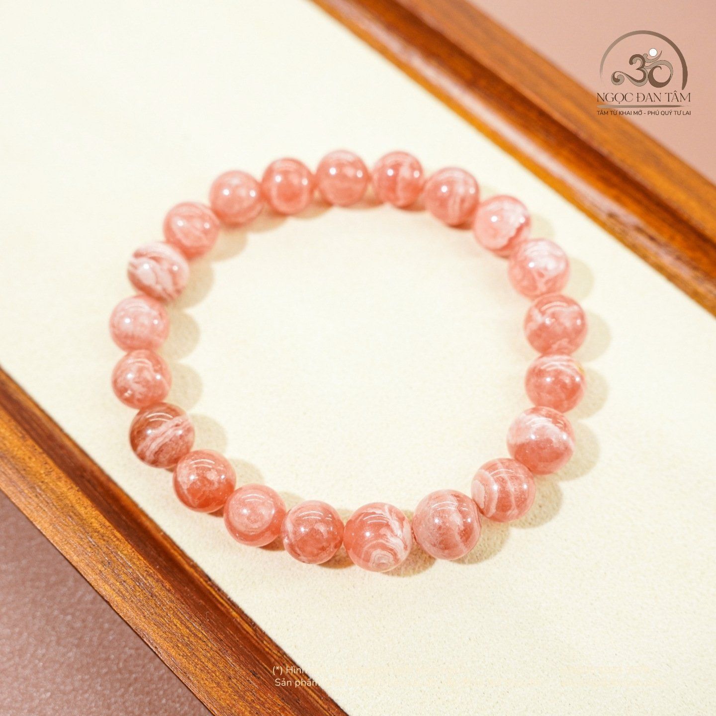  Vòng Tay Đá Đào Hoa Vân Mây 8mm 5A 