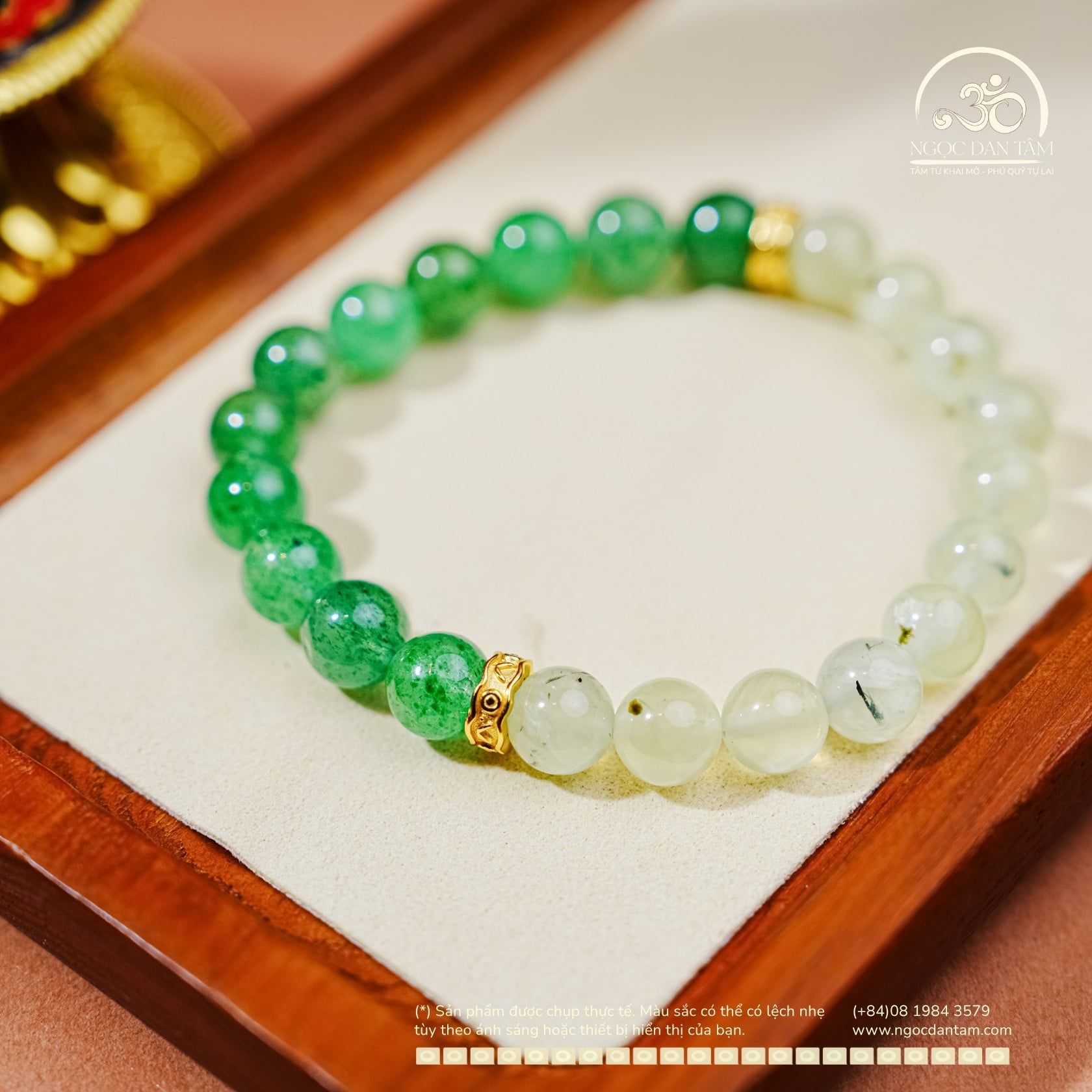  Vòng Tay Thạch Anh Dâu Tây Xanh 8mm 3A Phối Đá Prehnite 8mm 3A 