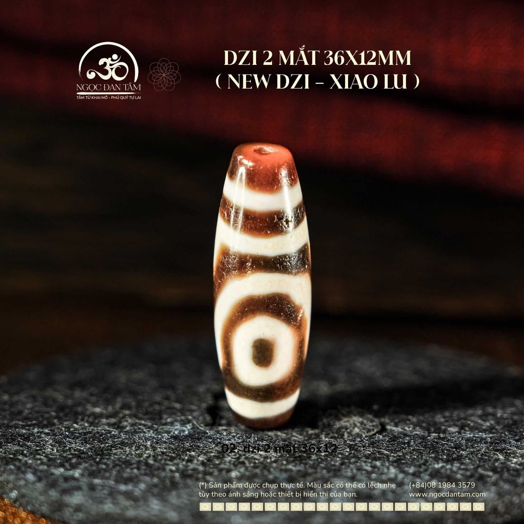  Dzi 2 Mắt 36x12mm ( New Dzi - Xiao Lu) 