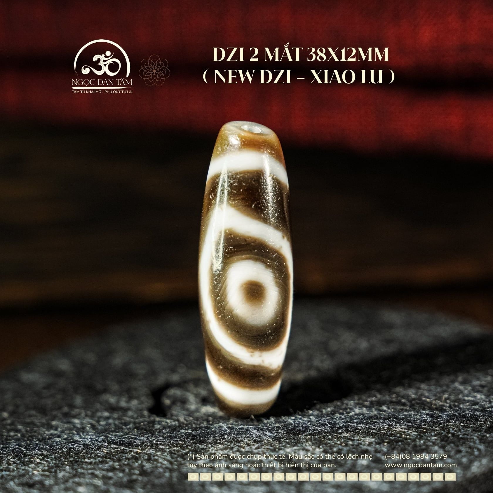  Dzi 2 Mắt 38x12mm ( New Dzi - Xiao Lu ) 