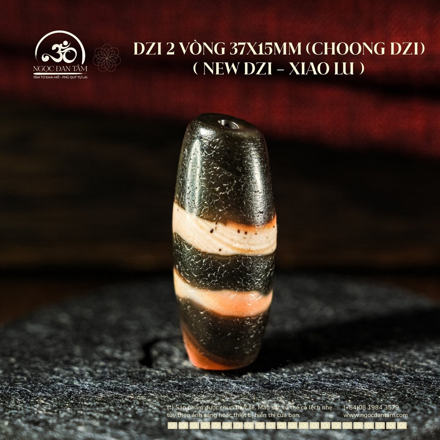  Dzi 2 Vòng Choong Dzi 37x15mm ( New Dzi - Xiao Lu) 