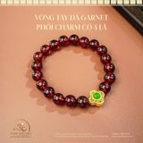  Vòng Tay Đá Garnet 8mm 5A Phối Charm Cỏ 4 Lá 