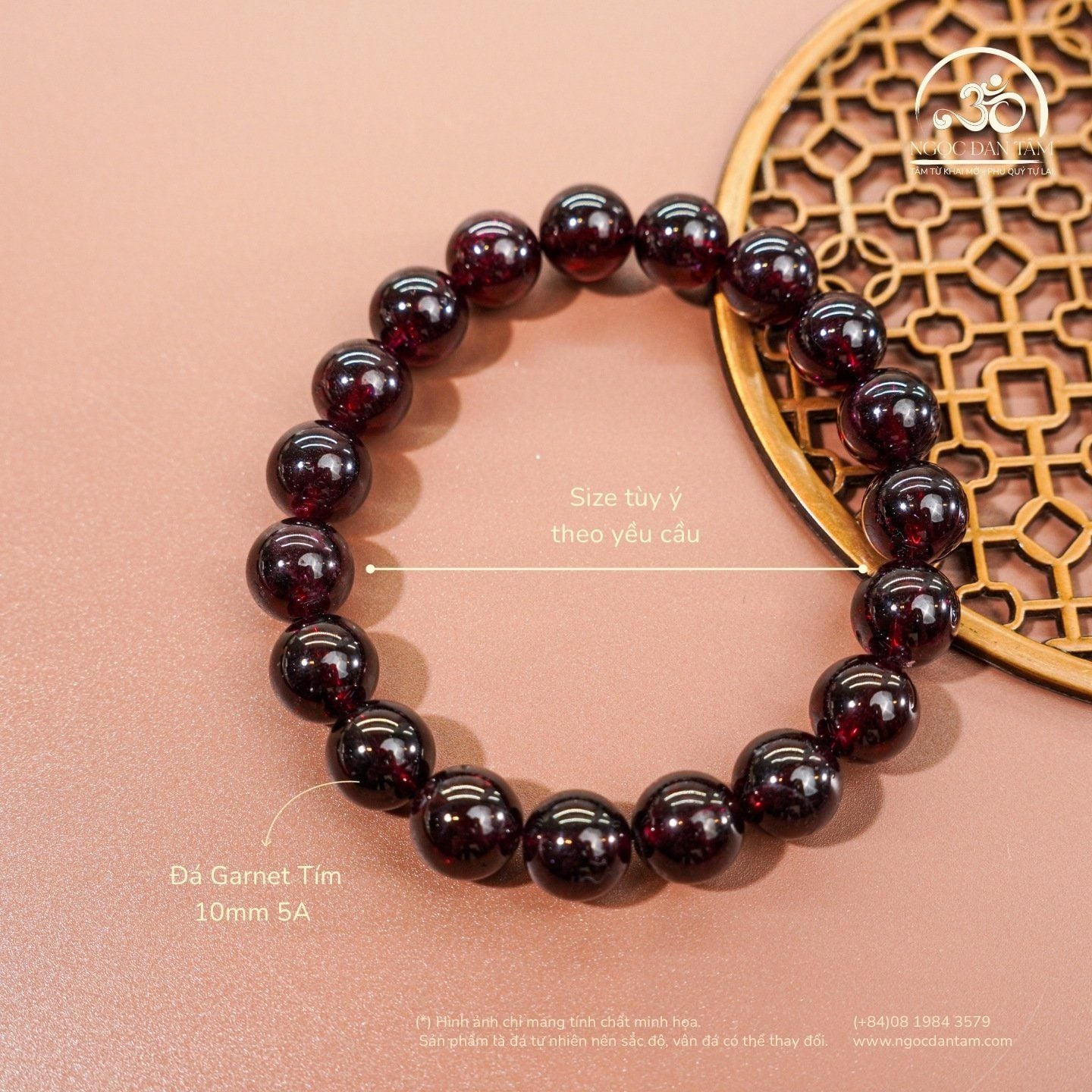  Vòng Tay Garnet Tím 10mm 5A 