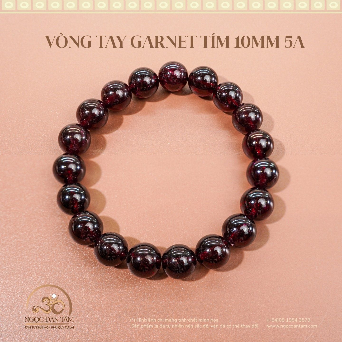  Vòng Tay Garnet Tím 10mm 5A 