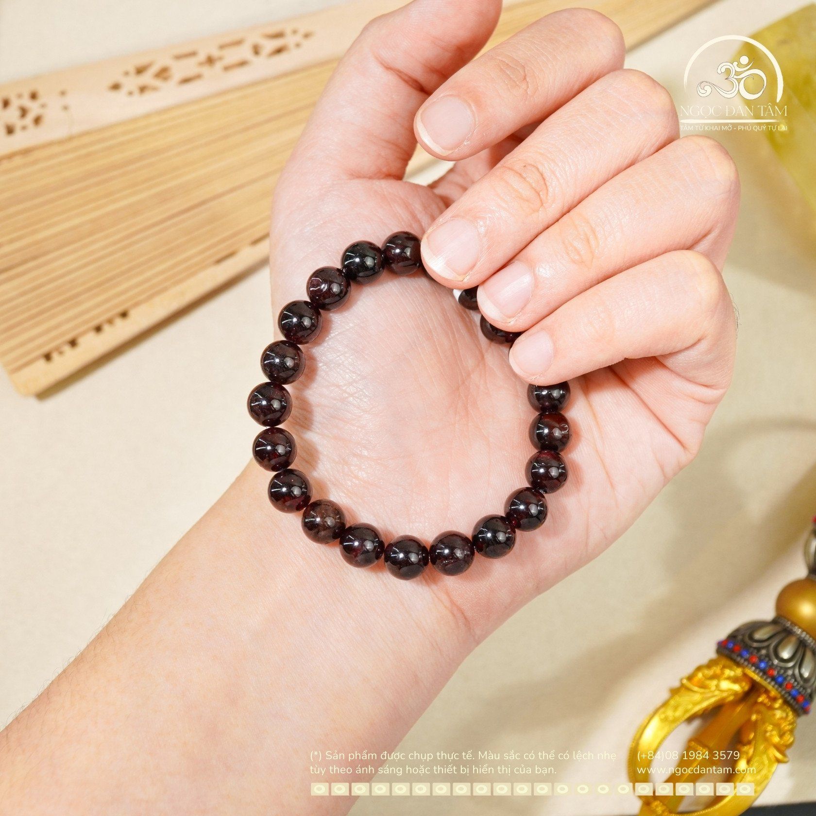  Vòng Tay Đá Garnet 8mm 3A 