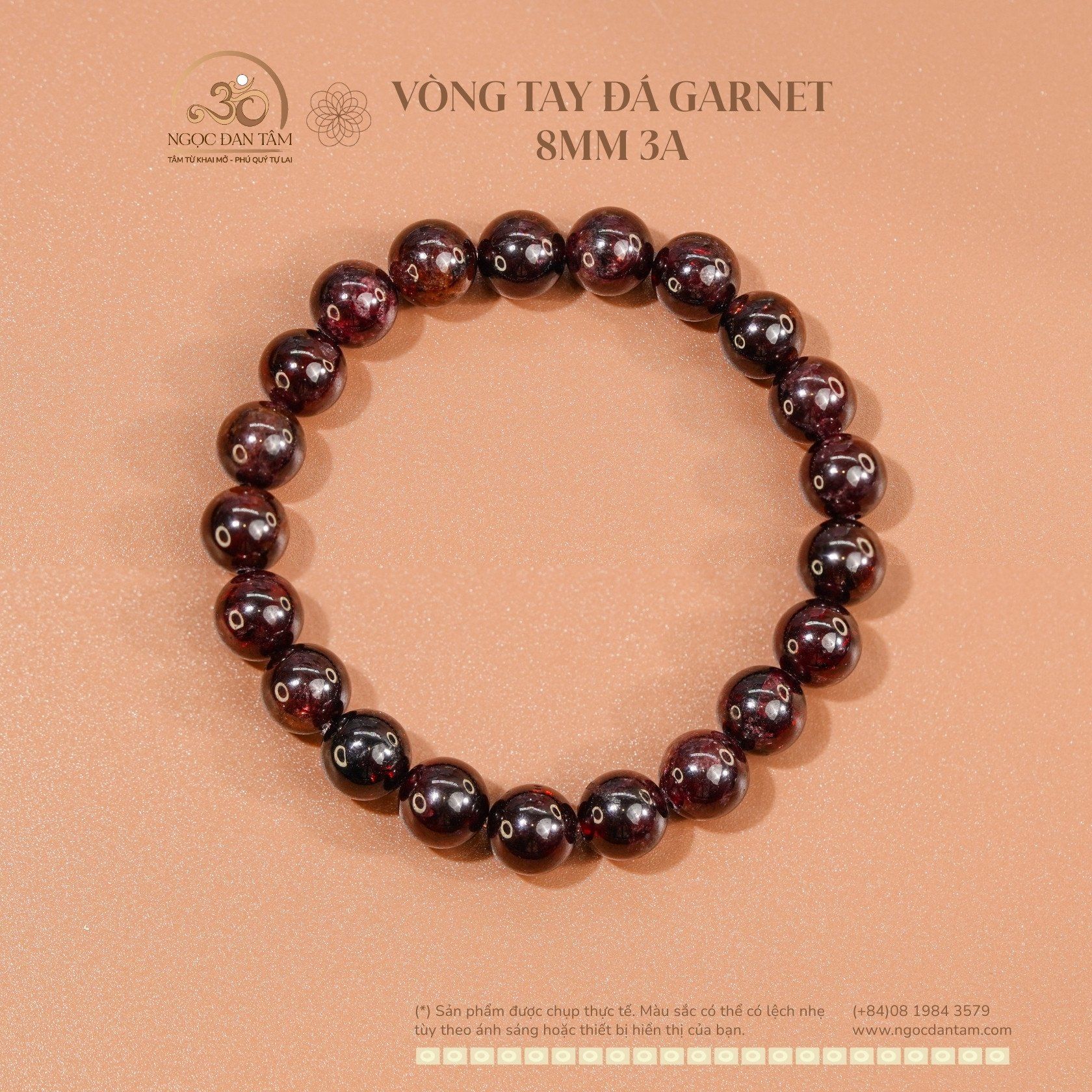  Vòng Tay Đá Garnet 8mm 3A 