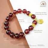  Vòng Tay Đá Garnet 10mm 5A Phối Charm Cửu Cung 