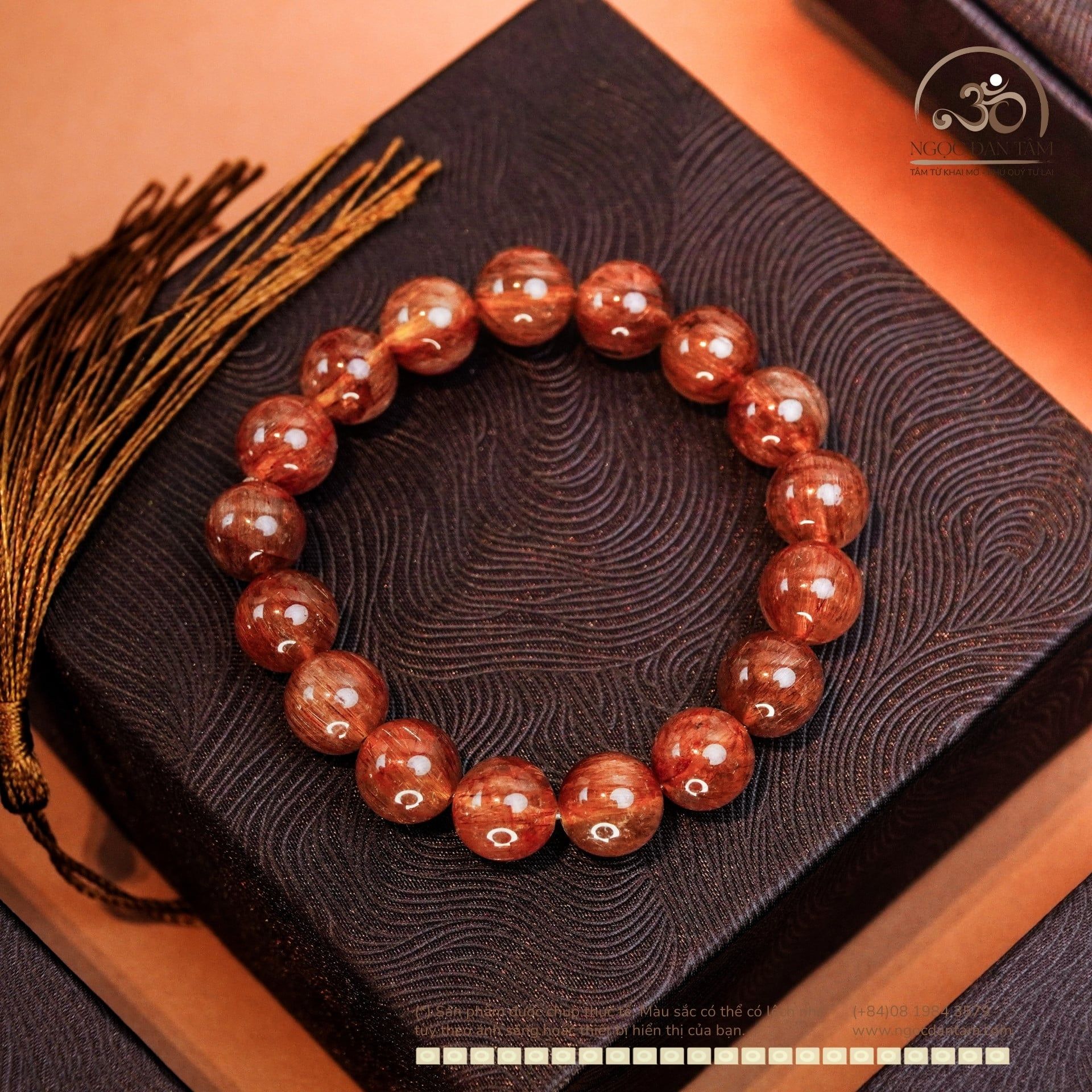  Vòng Tay Thạch Anh Tóc Đỏ 11mm 6A 