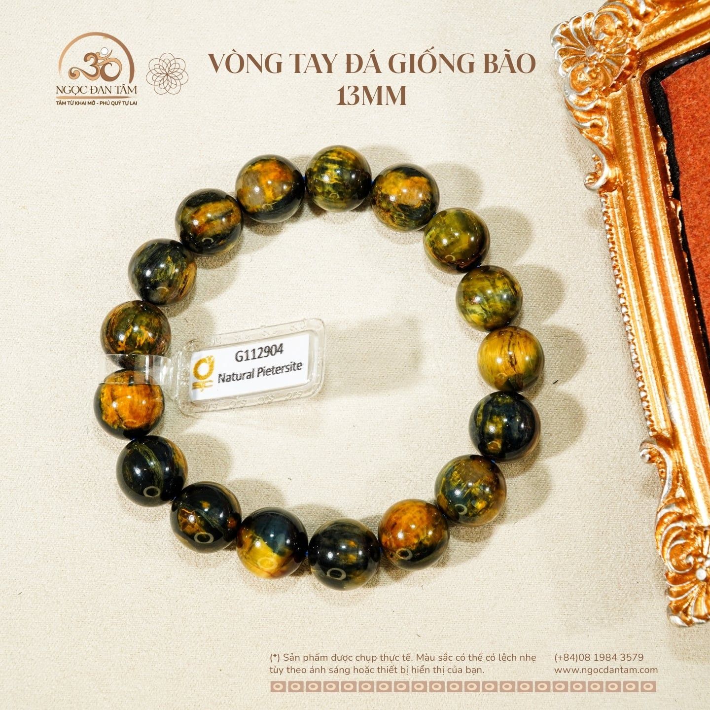  Vòng Tay Đá Giống Bão 13mm 