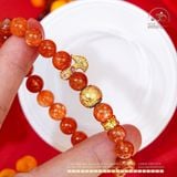  Vòng Tay Hồng Nhật Vận Vip 7-8mm Phối Charm Hoa 4 Pháp Khí 