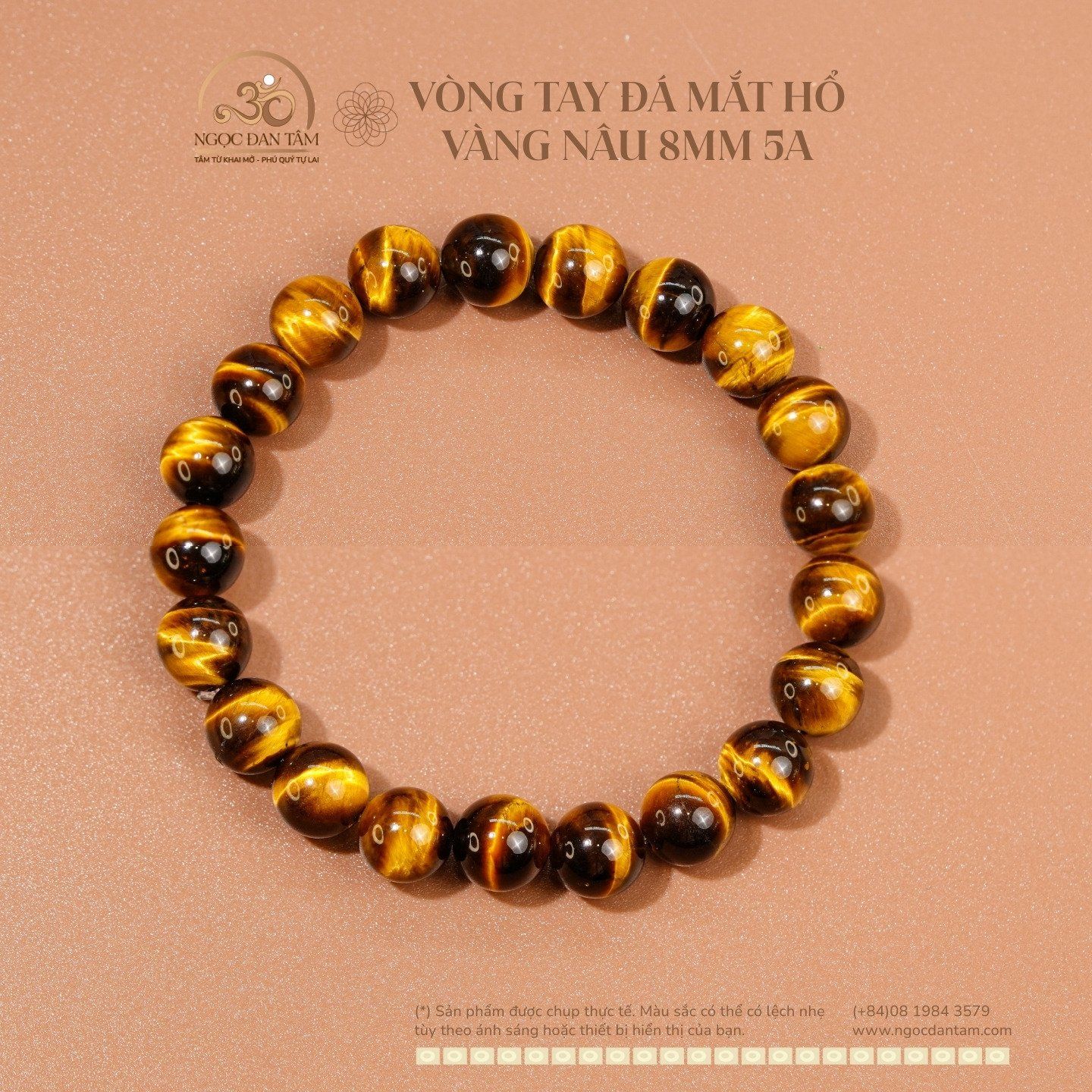  Vòng Tay Mắt Hổ Vàng Nâu 8mm 5A 