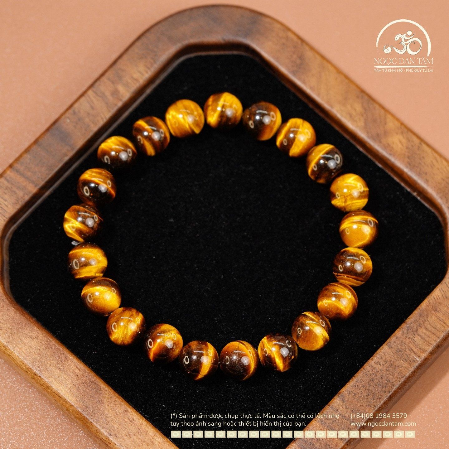  Vòng Tay Mắt Hổ Vàng Nâu 8mm 5A 