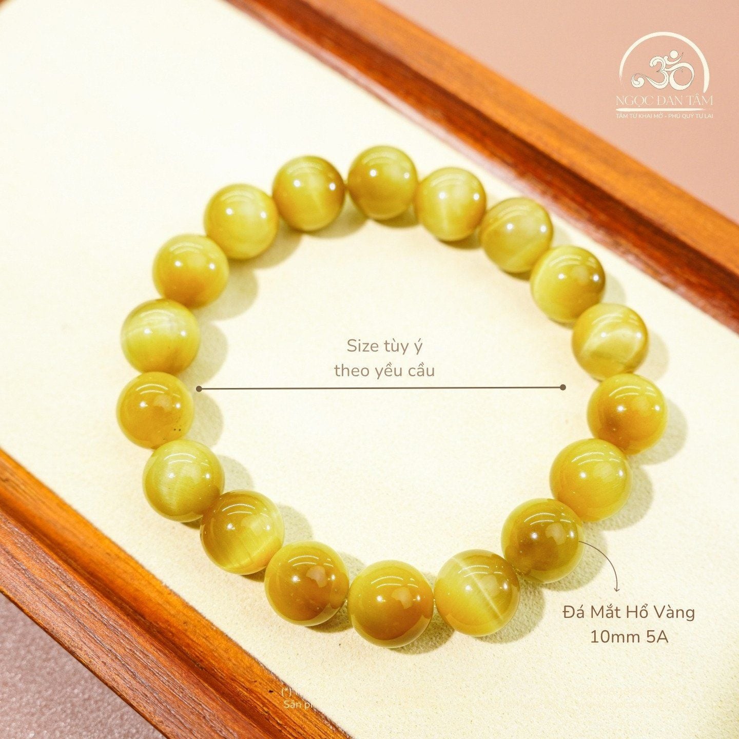  Vòng Tay Đá Mắt Hổ Vàng 10mm 5A 