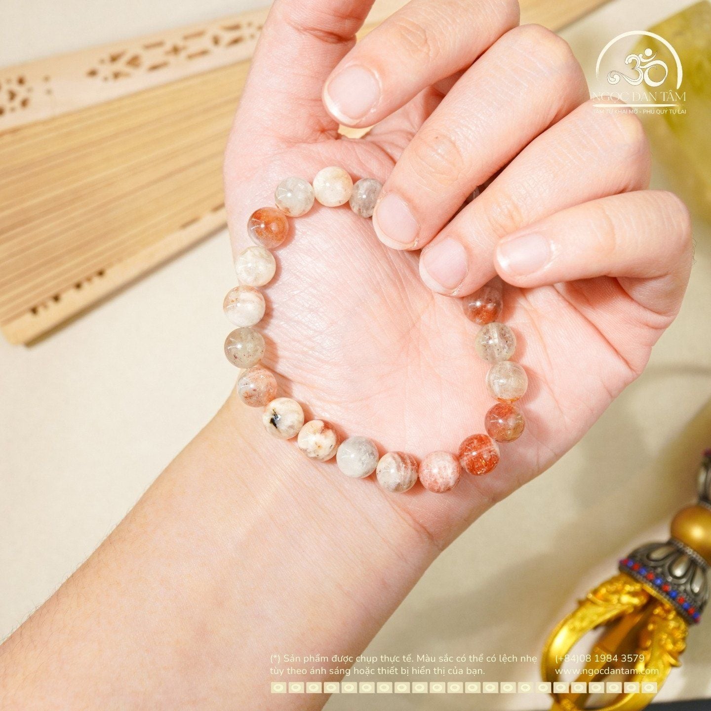 Vòng Tay Đá Mặt Trời Đa Sắc 8mm 