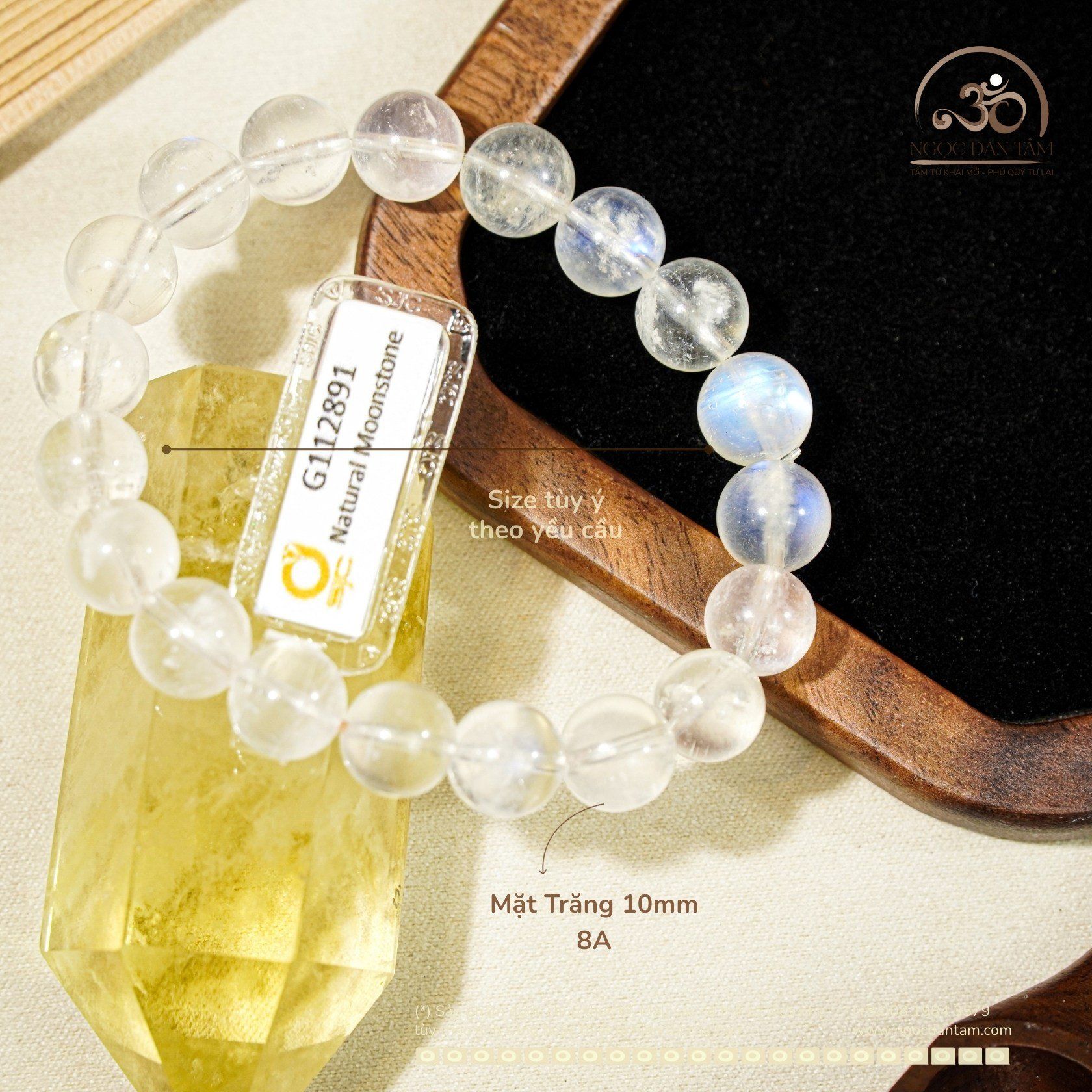  Vòng Tay Đá Mặt Trăng 10mm 8A 