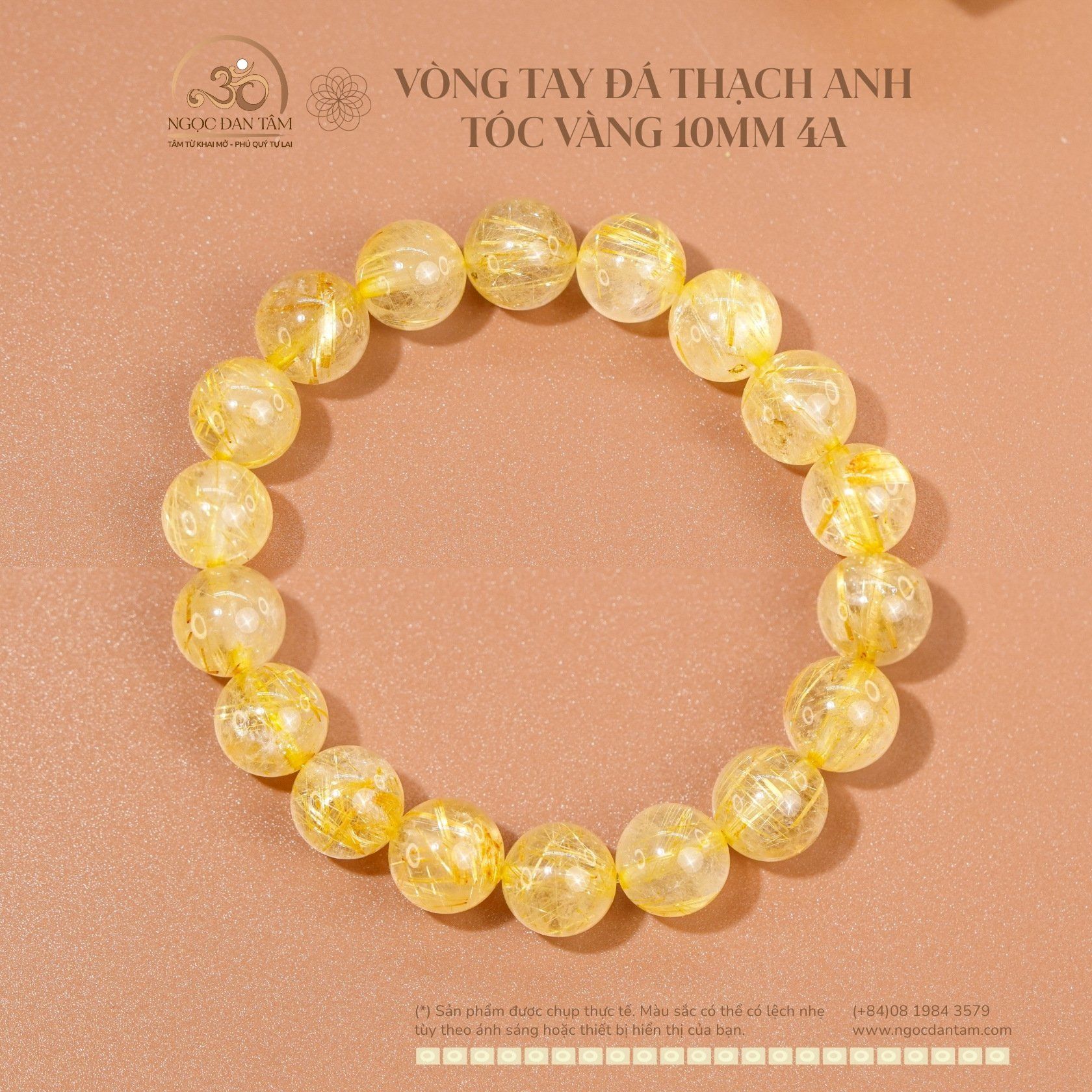  Vòng Tay Thạch Anh Tóc Vàng 10mm 4A 