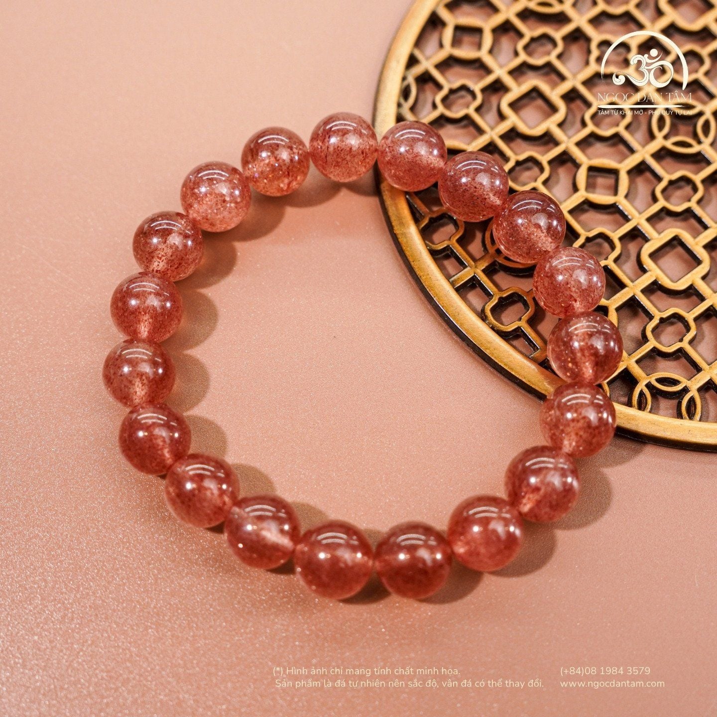  Vòng Tay Thạch Anh Dâu Tây 9mm 5A 