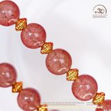  Vòng Tay Thạch Anh Dâu Tây 8mm 2A Phối Charm Lồng Đèn 