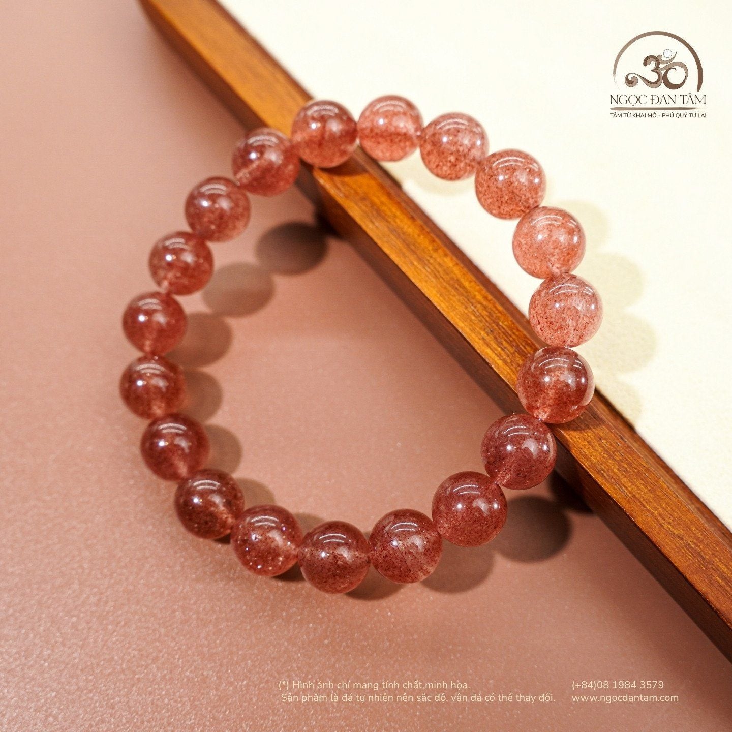 Vòng Tay Thạch Anh Dâu Tây 9mm 5A 