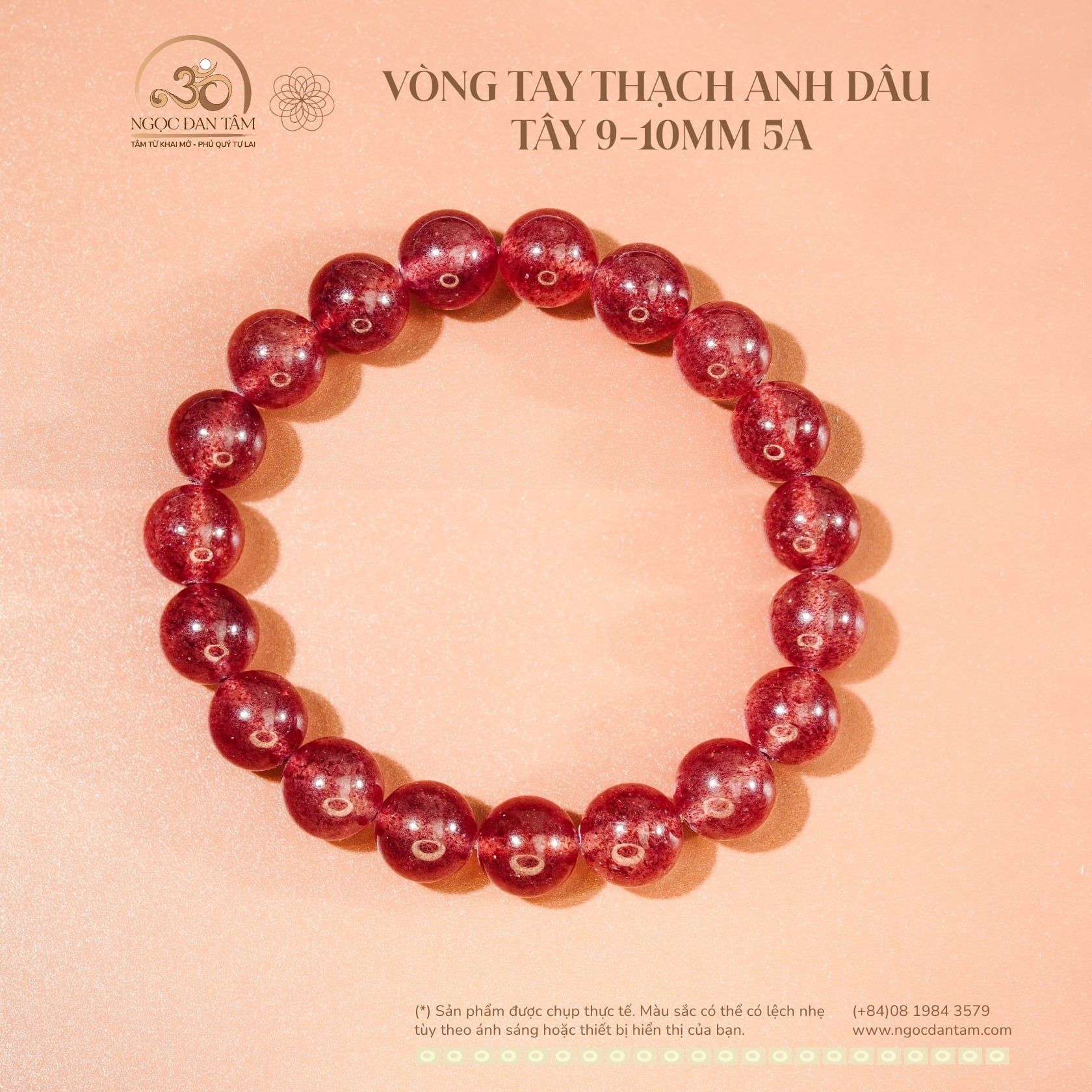  Vòng Tay Thạch Anh Dâu tây 9-10mm 5A 