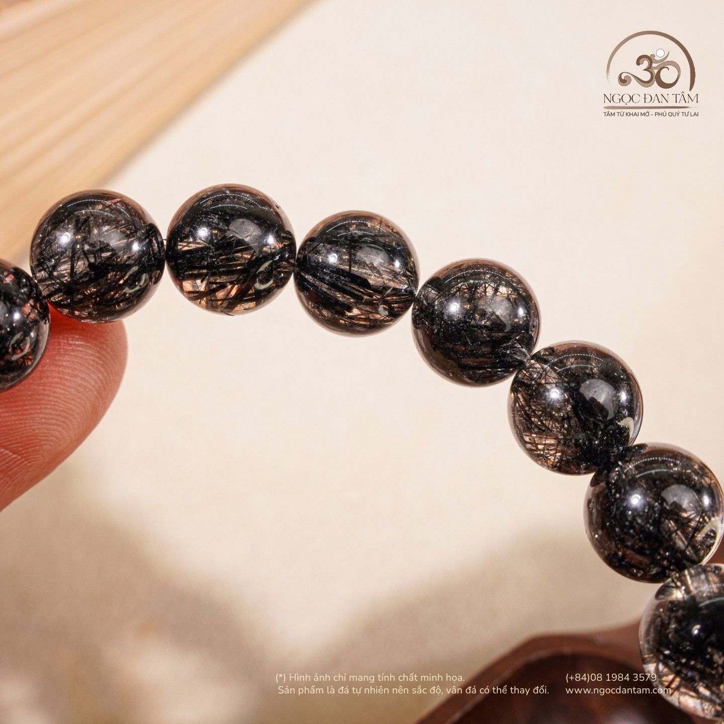  Vòng Tay Thạch Anh Tóc Đen 10mm 8A 