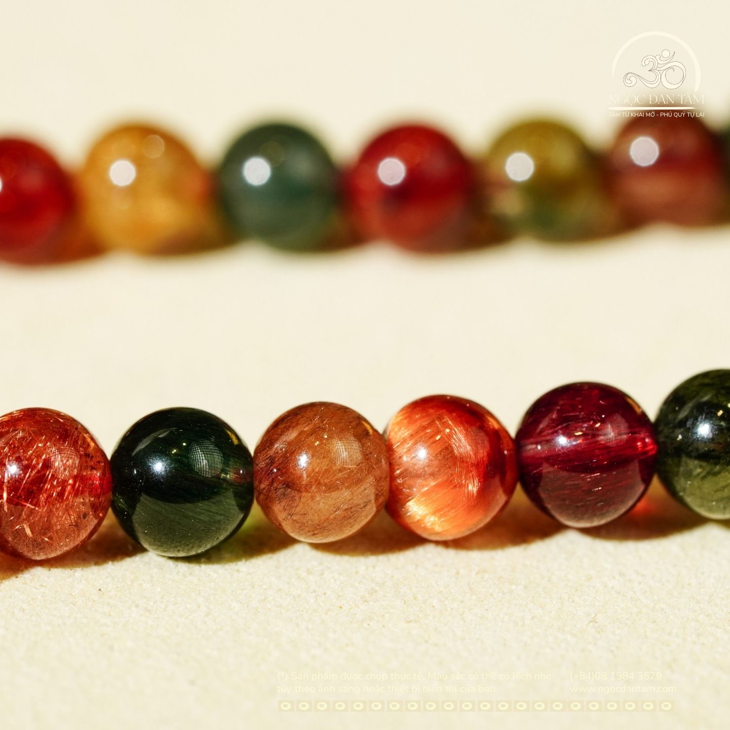  Vòng Cổ Thạch Anh Tóc Hỗn Hợp 6mm 