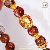  Vòng Tay Thạch Anh Tóc Hỗn Hợp Vip 8mm 7A Phối Charm Mai Rùa 