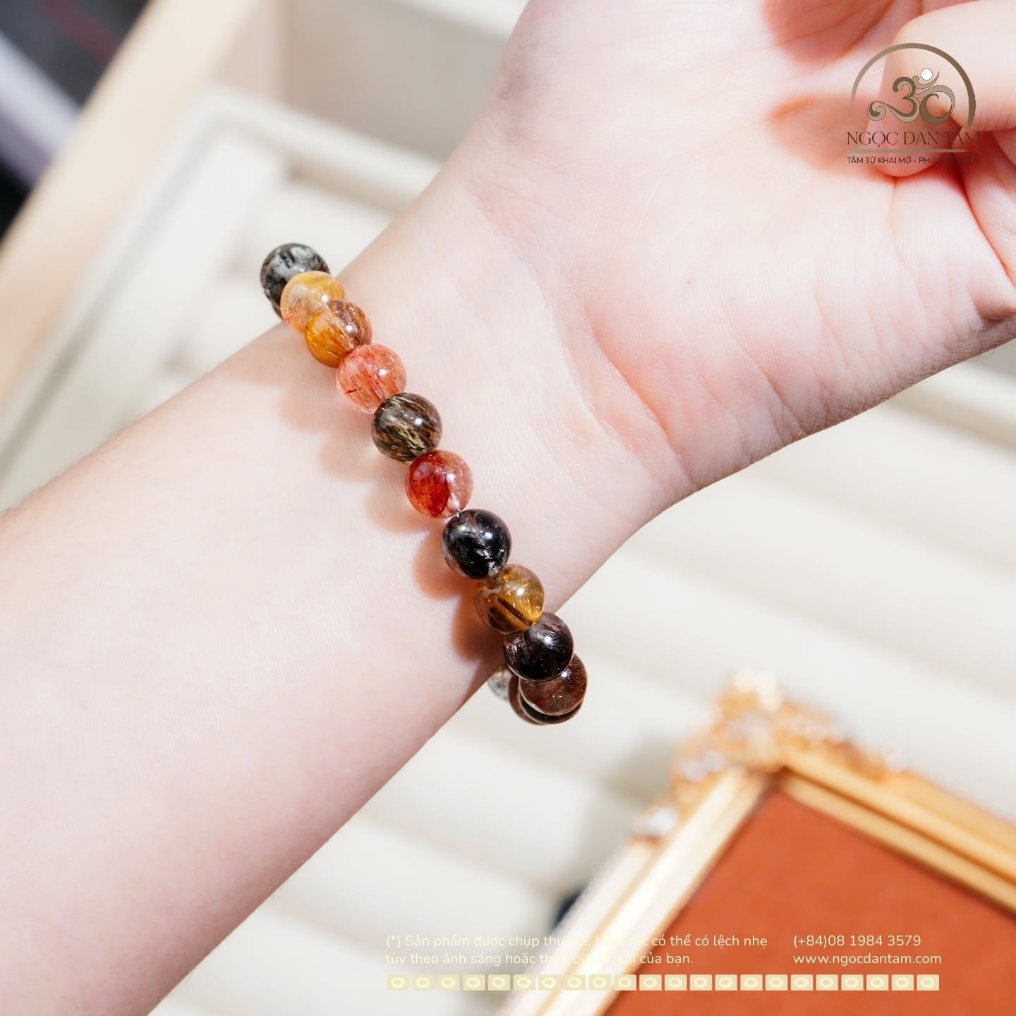  Vòng Tay Thạch anh tóc hỗn hợp VIP 8mm 7A 