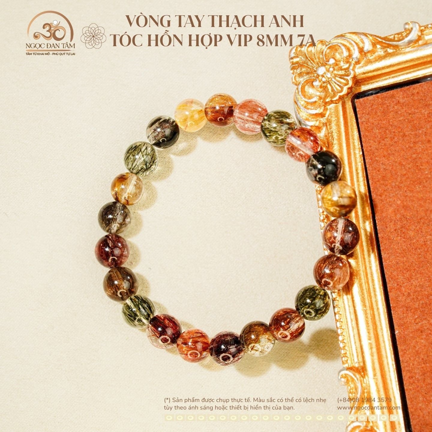  Vòng Tay Thạch anh tóc hỗn hợp VIP 8mm 7A 