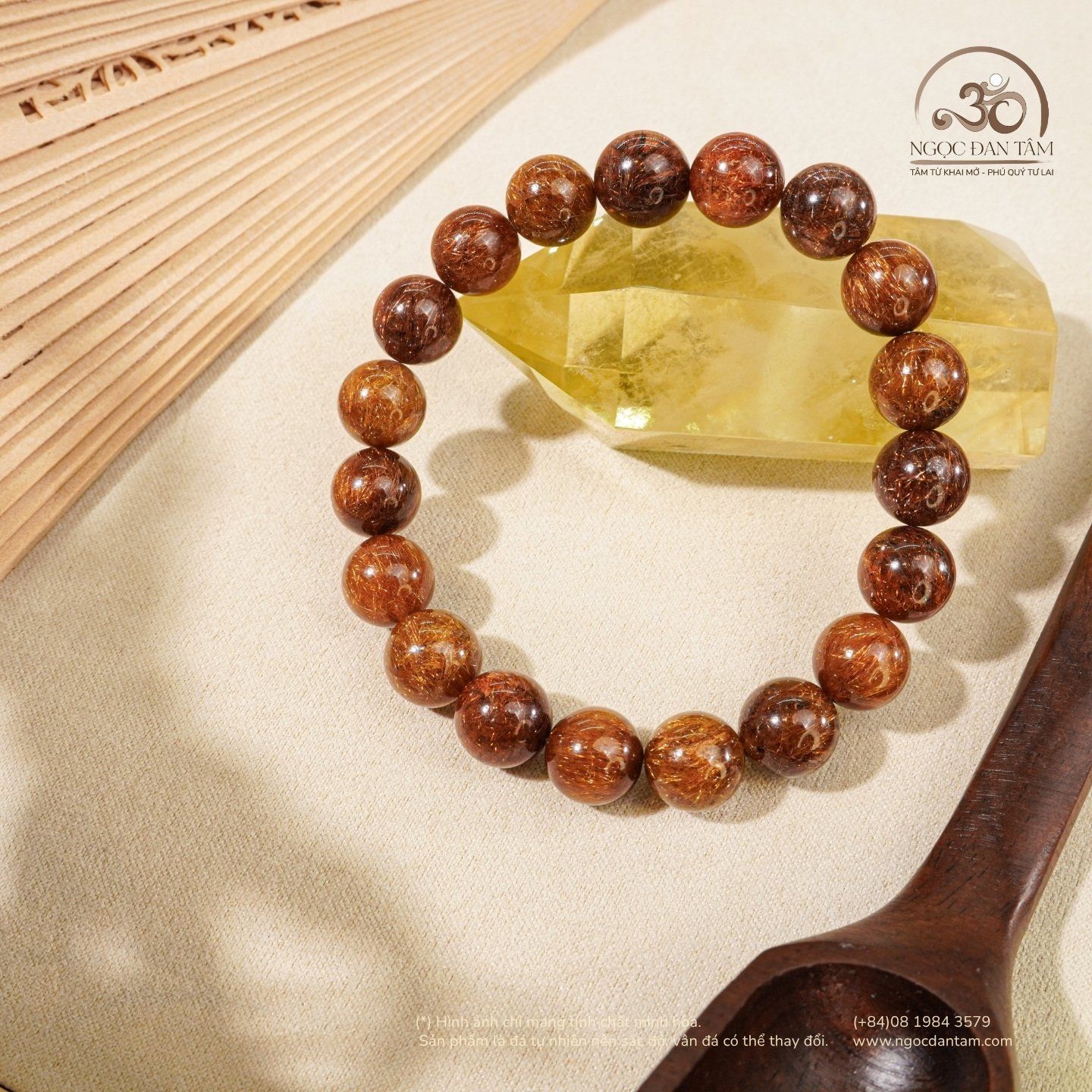  Vòng Tay Thạch Anh Tóc Nâu 11mm 7A 