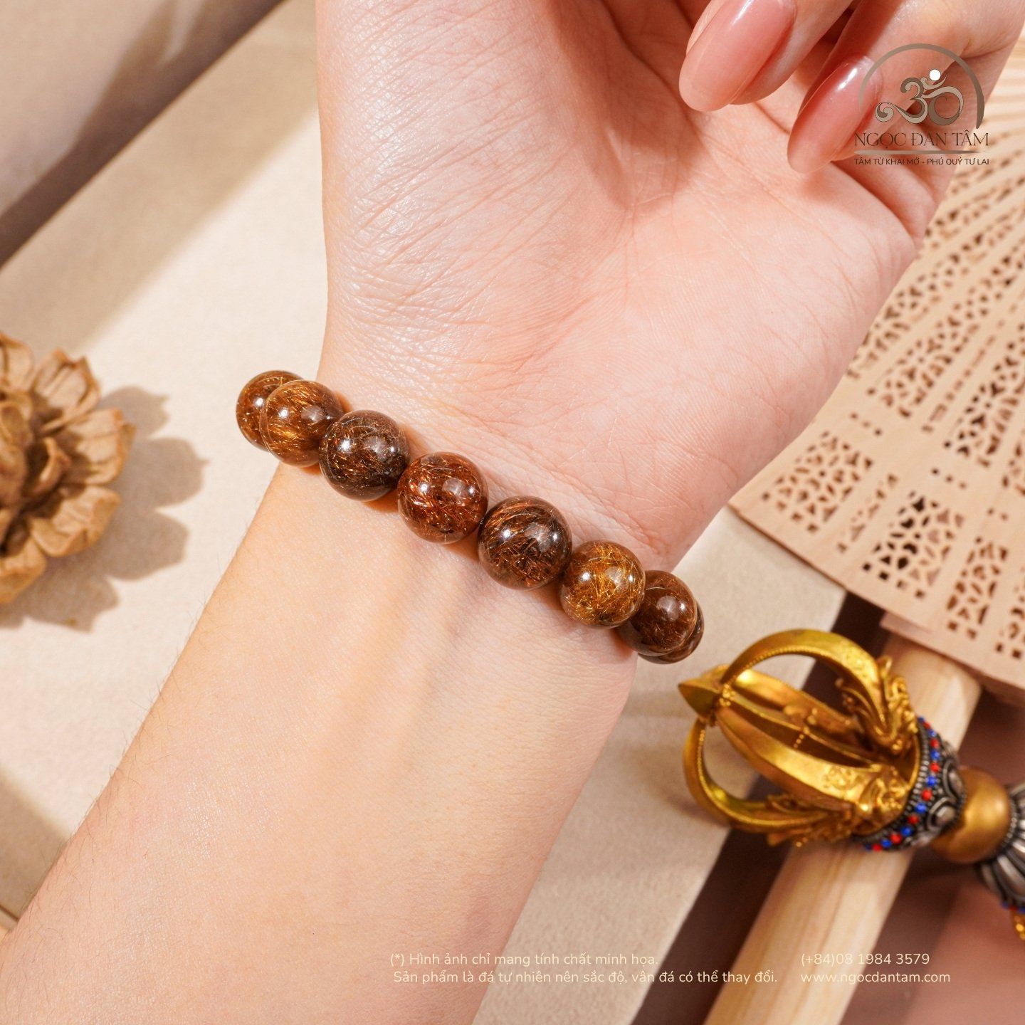  Vòng Tay Thạch Anh Tóc Nâu 11mm 7A 