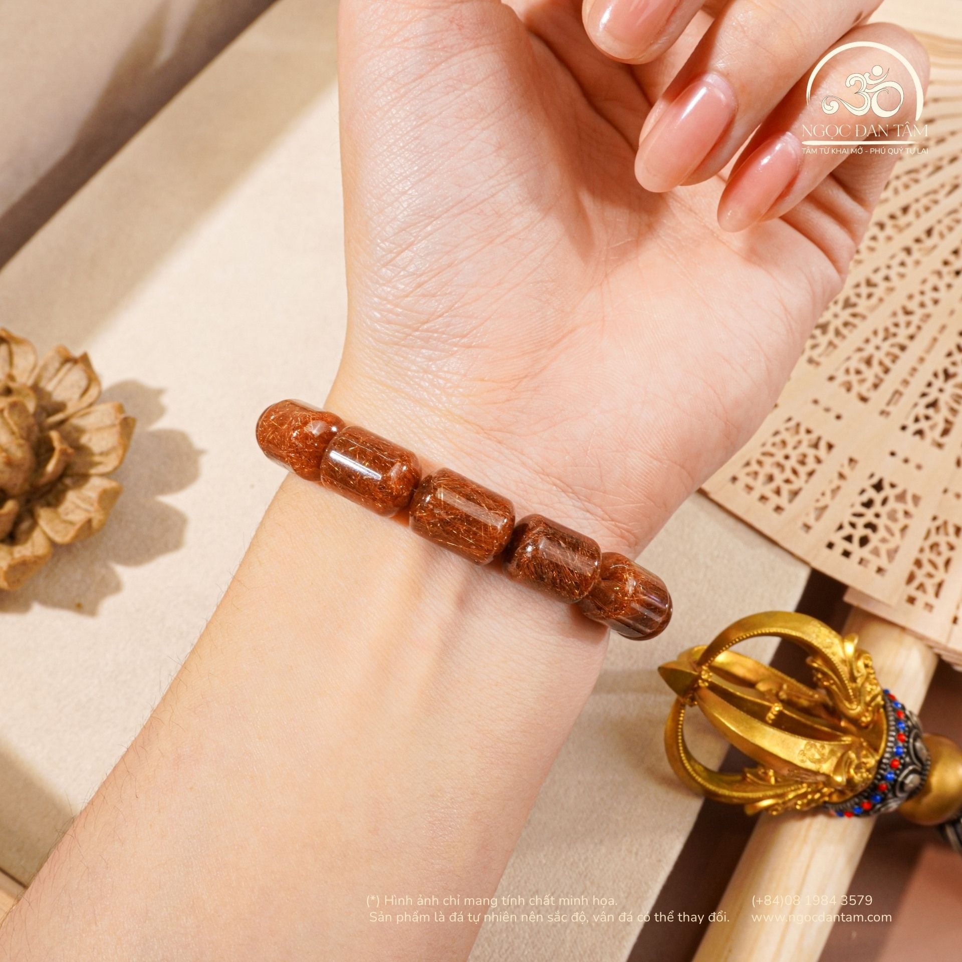  Vòng Tay Thạch Anh Tóc Nâu Lu Thống 9mm 8A 