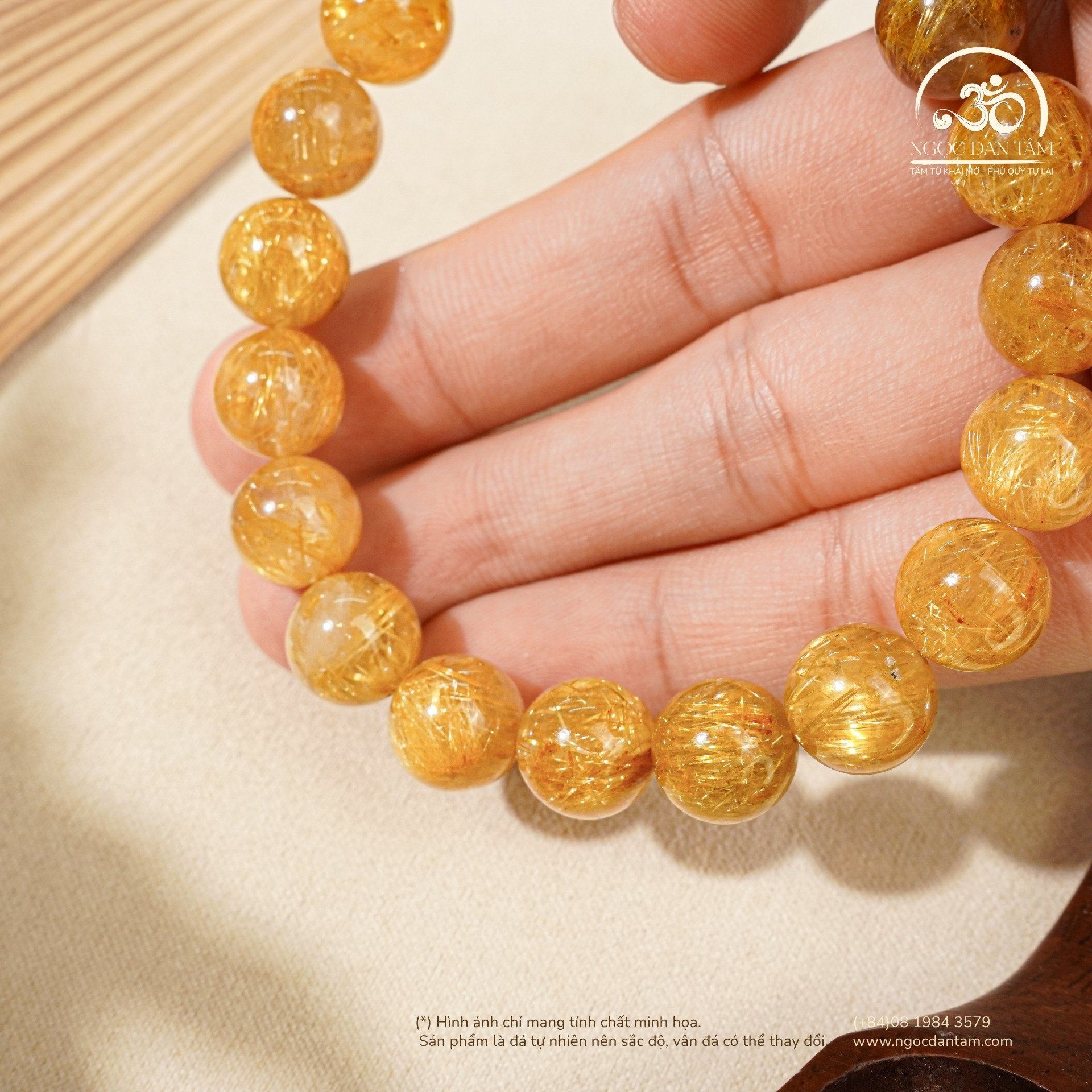  Vòng Tay Thạch Anh Tóc Vàng 10,8mm 7A 