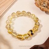  Vòng Tay Thạch Anh Tóc Vàng Phối Charm Dzi 11mm7A 