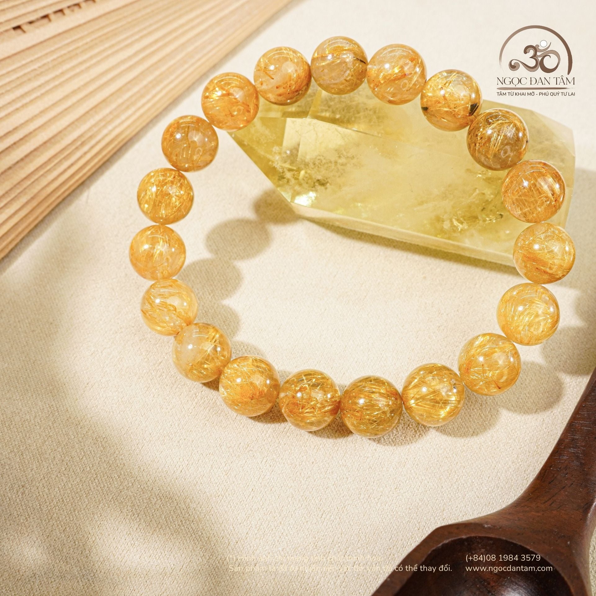  Vòng Tay Thạch Anh Tóc Vàng 10,8mm 7A 