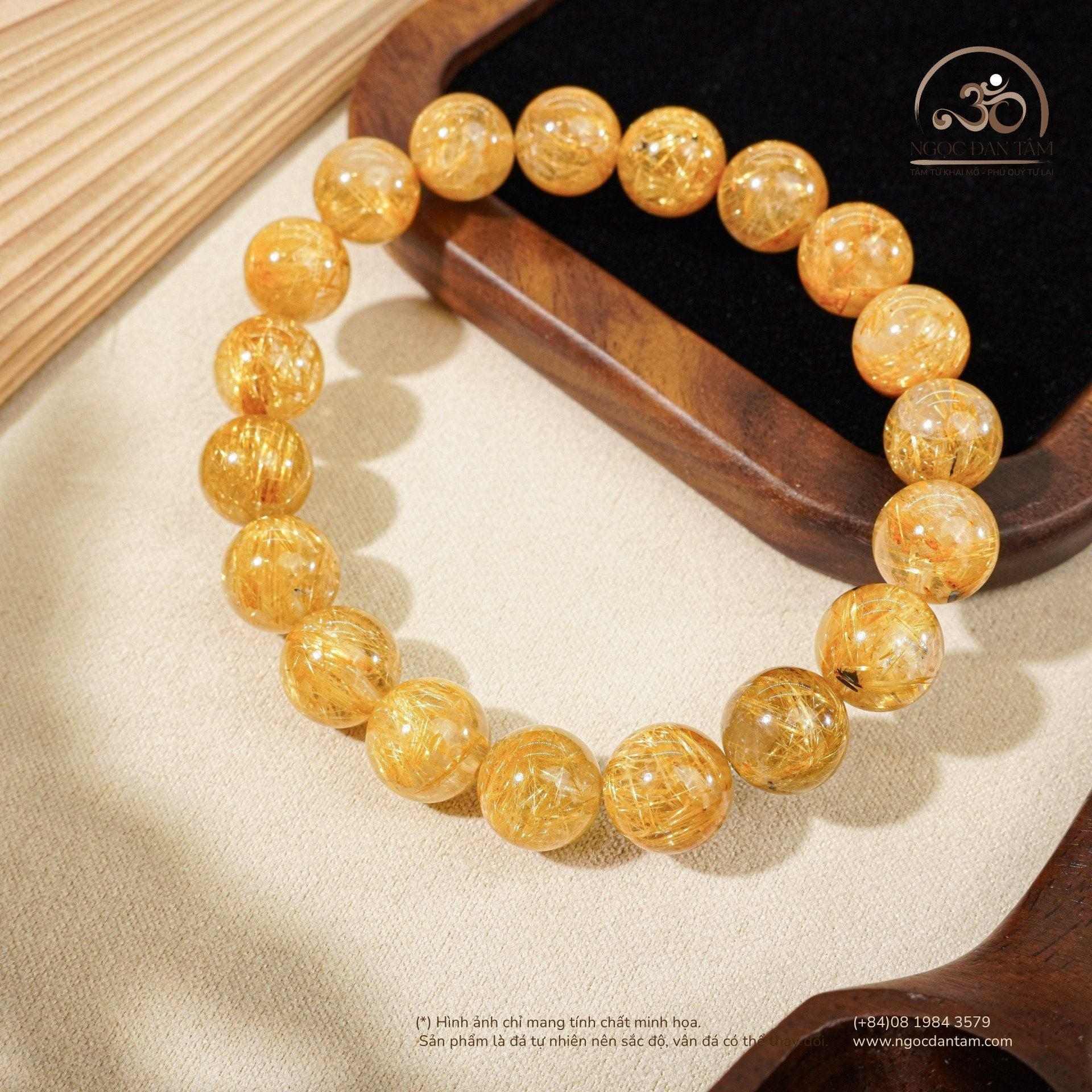  Vòng Tay Thạch Anh Tóc Vàng 10,8mm 7A 