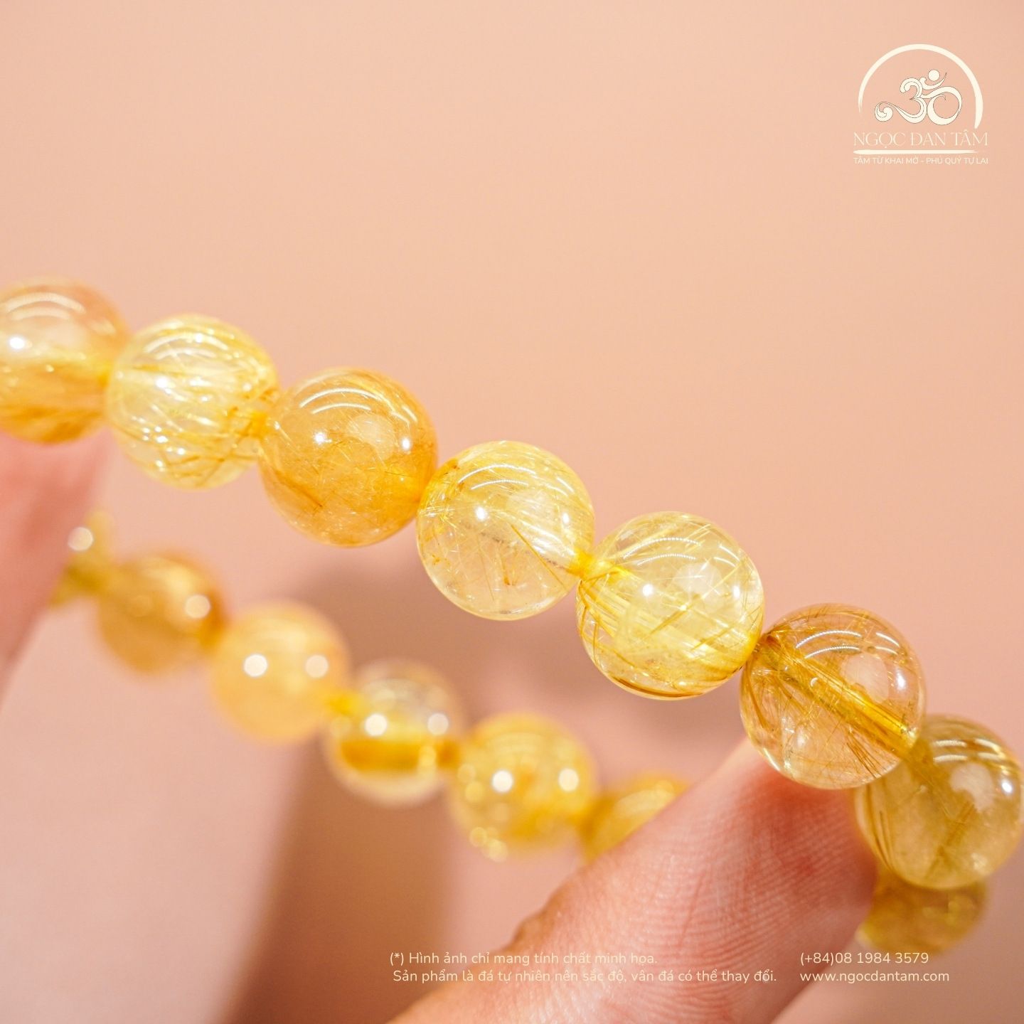  Vòng Tay Thạch Anh Tóc Vàng 10mm 7A 