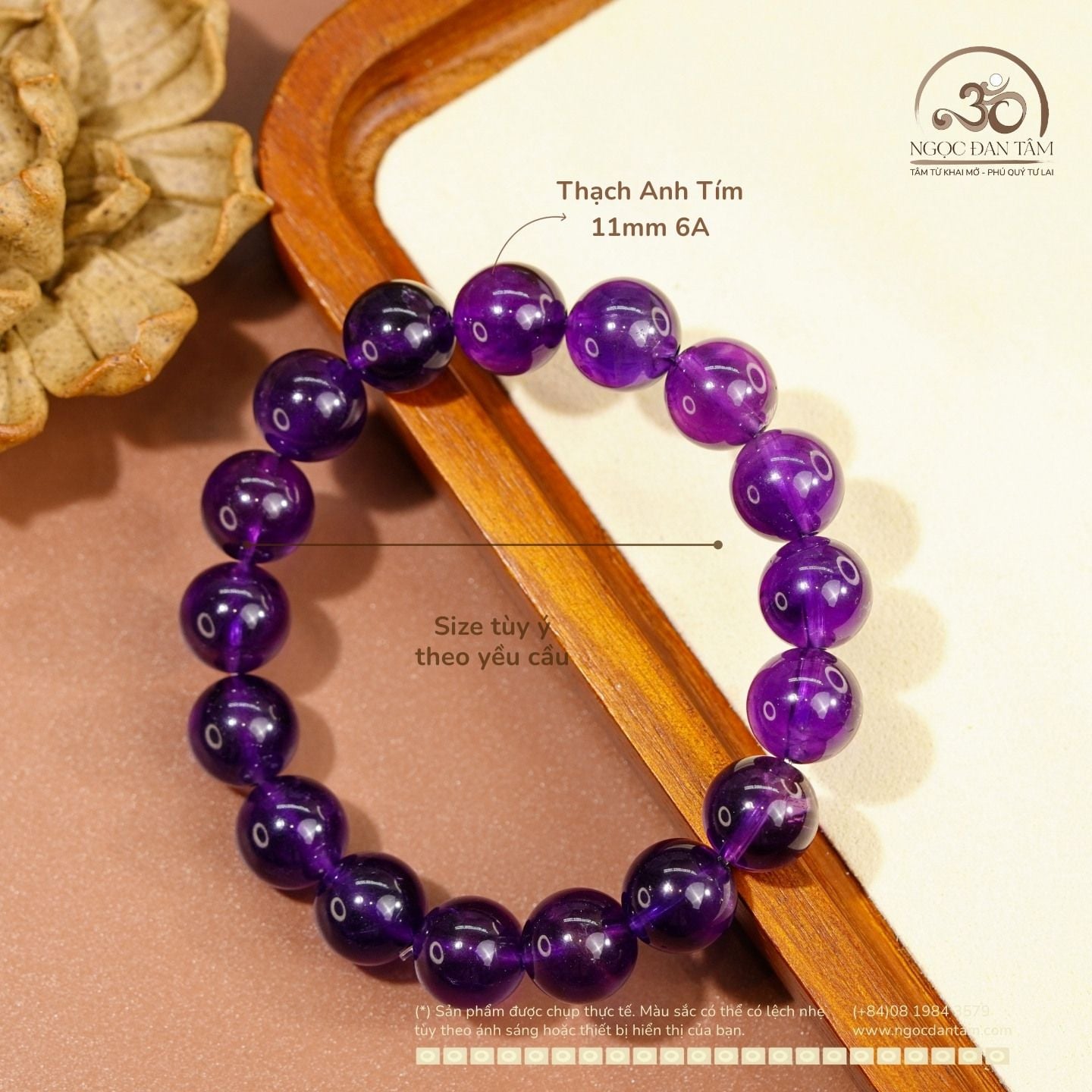  Vòng Tay Thạch Anh Tím 11mm 6A 