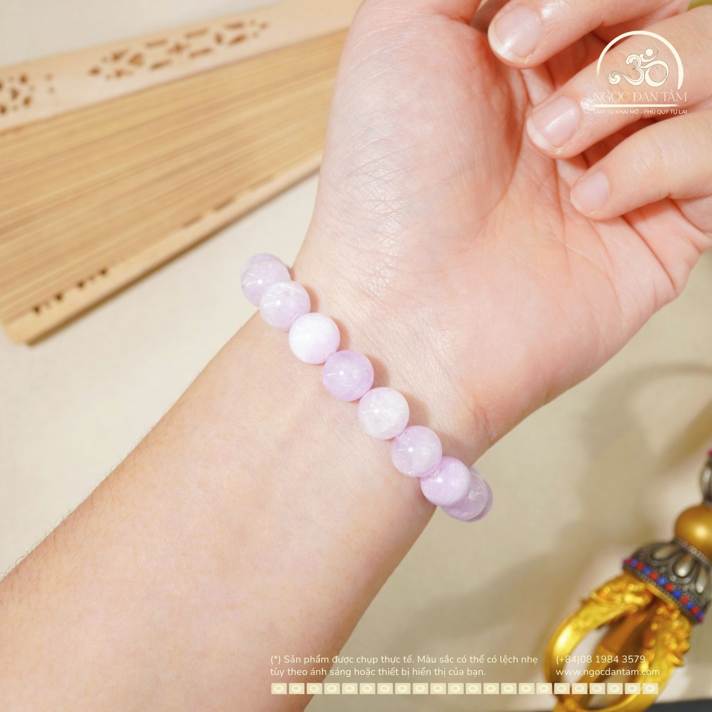  Vòng Tay Đá Thạch Anh Tím Lavender 10mm 3A 
