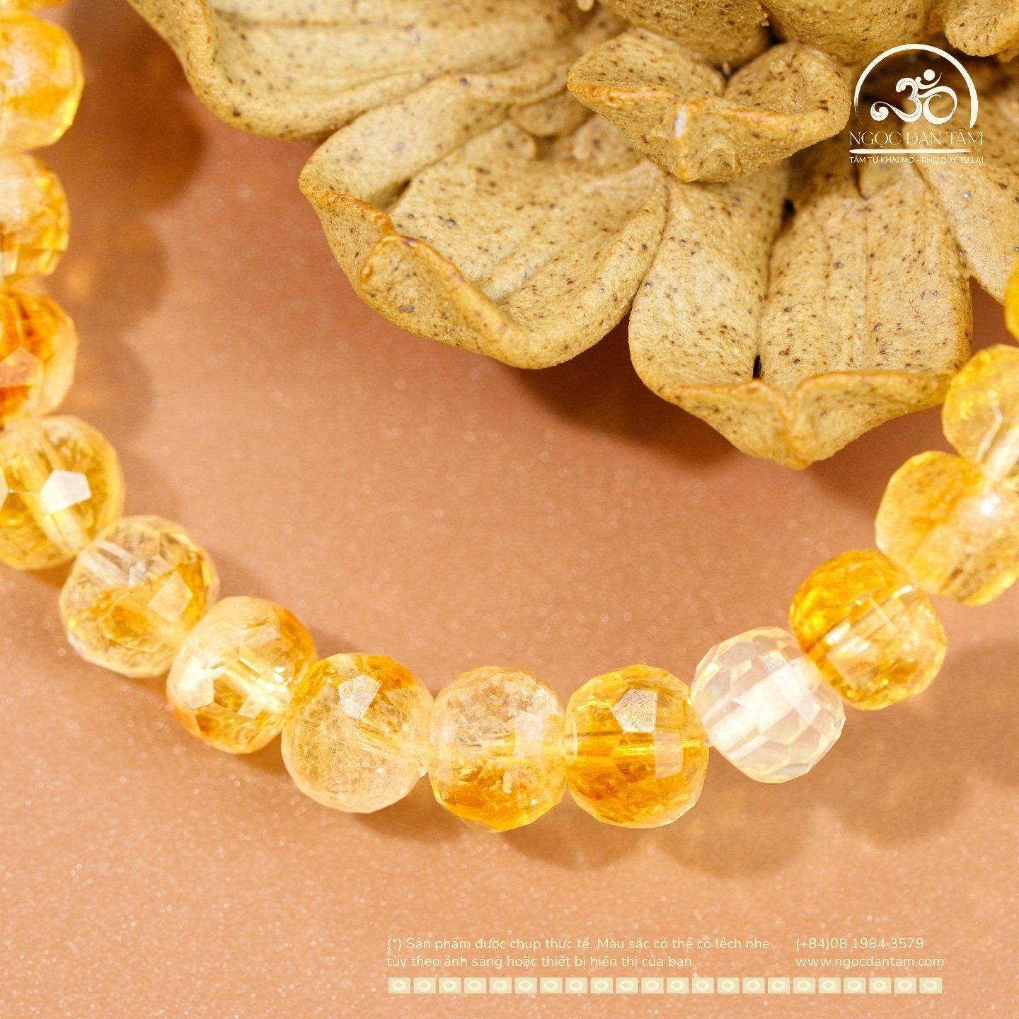  Vòng Tay Đá Thạch Anh Vàng Thuôn 6x8mm 2A 