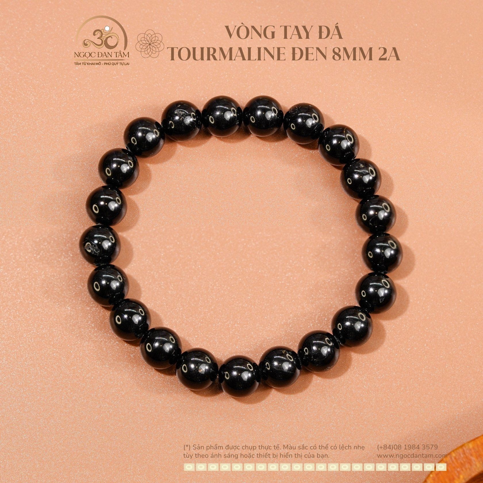  Vòng Tay Tourmaline Đen 8mm 2A 