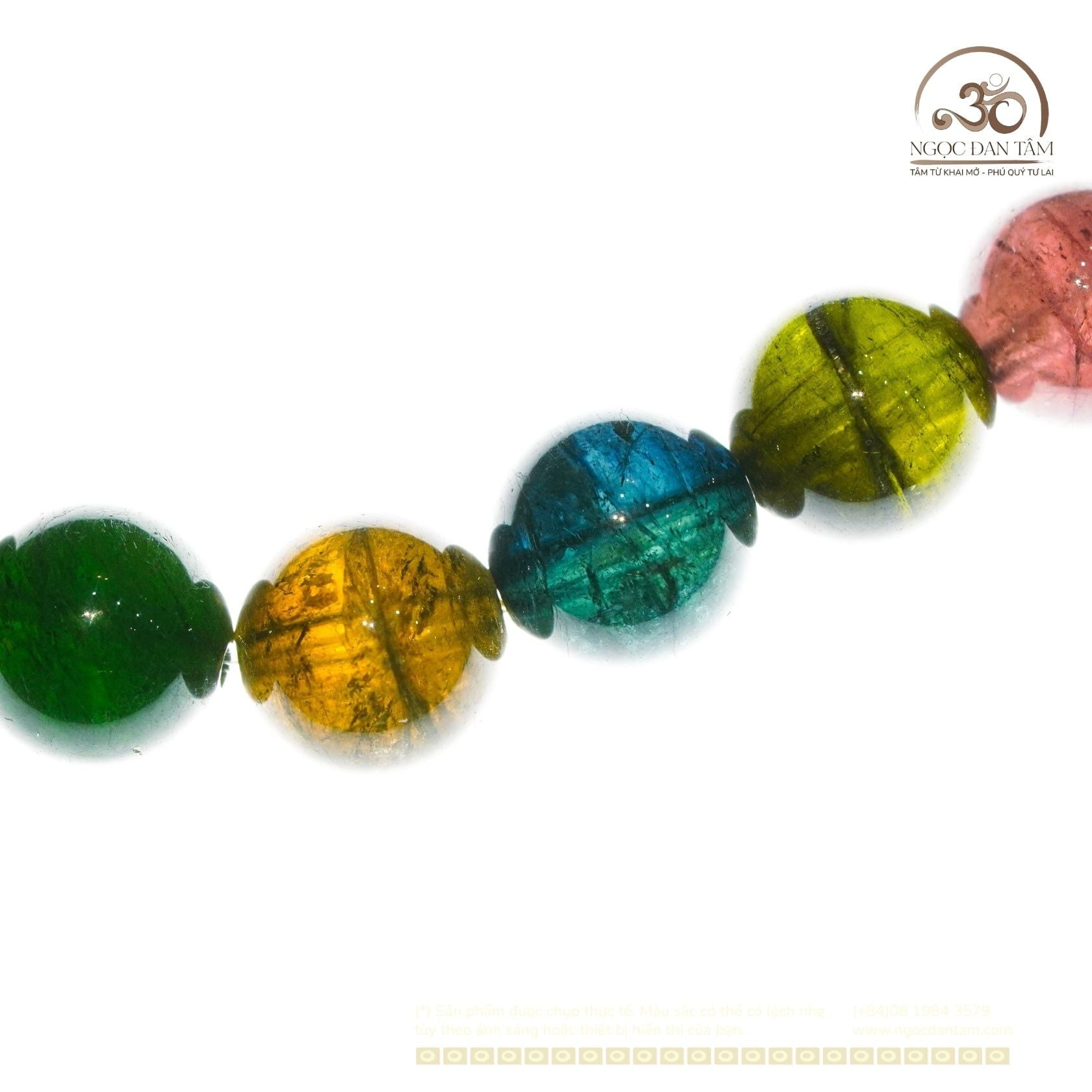  Vòng tay Tourmaline Hoa Hồng 6.5mm 