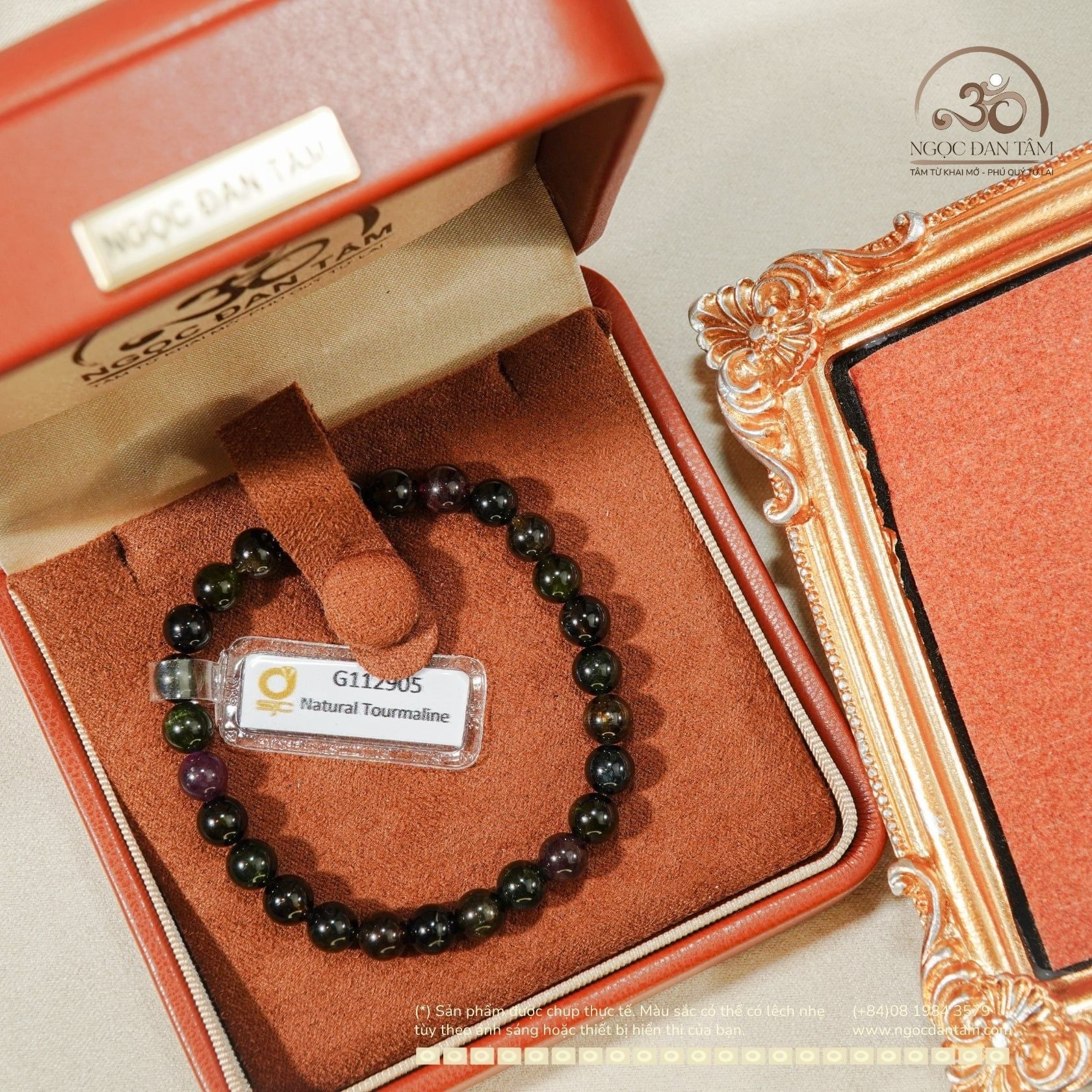  Vòng tay Tourmaline Hoa Hồng 6.5mm 