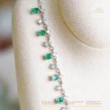  Dây Chuyền Bạc 925 Đính Đá Emerald 3*4mm 