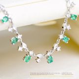  Dây Chuyền Bạc 925 Đính Đá Emerald 3*4mm 